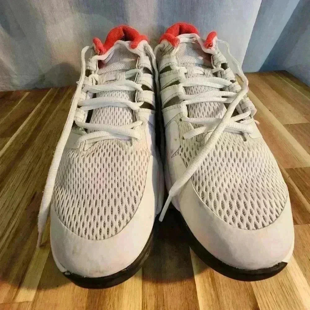 Nike Men's White Mesh Training Shoes with Orange Collar